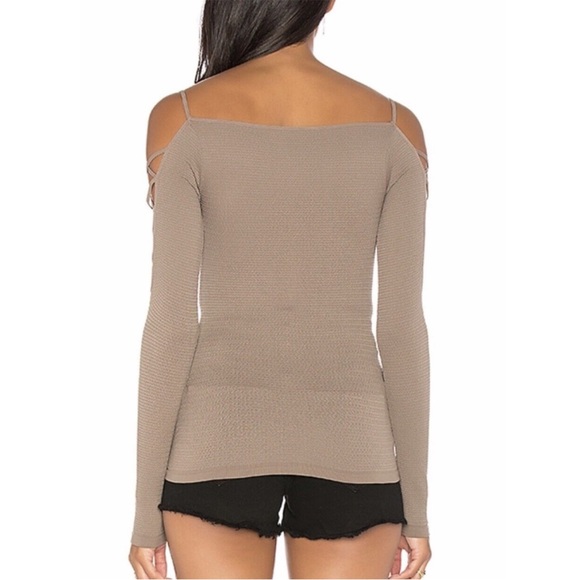 FREE PEOPLE Intimately Cold Shoulder Long Sleeve Top Stretch Nutmeg Tan - Picture 4 of 14